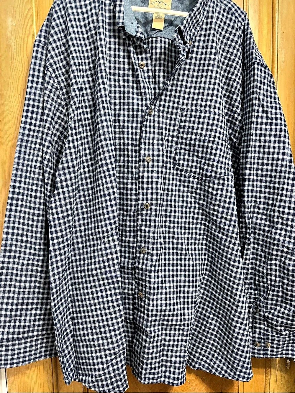 Blue Mountain Men's Long-Sleeve Button-Down Plaid Flannel Shirt Plaid Flannel